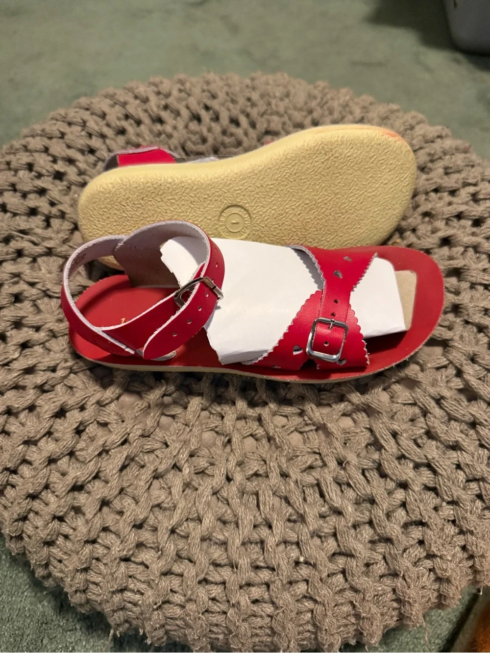 Kids Red Heart Accent Sandals - Comfortable Strappy Summer Shoe